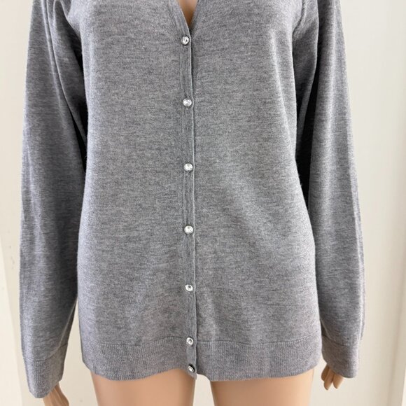 Talbots Medium Gray Lightweight Merino Wool  Size L Button Up Cardigan - NWT - Picture 4 of 7